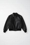 Black leather jacket on a white background